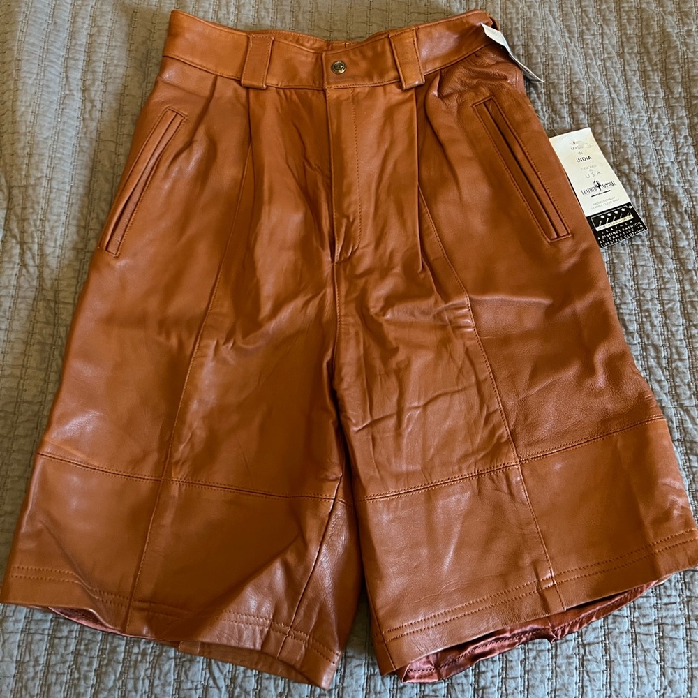 Vintage Northern Limits deadstock NWT genuine leather bermuda shorts